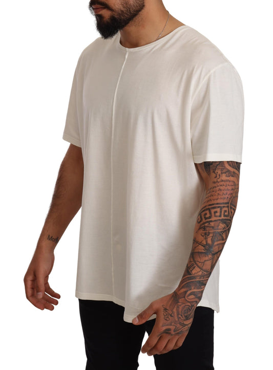 White Cotton Round Neck Short Sleeves T-shirt
