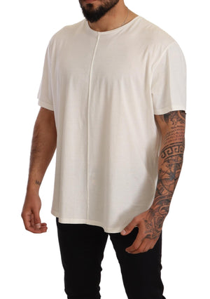 White Cotton Round Neck Short Sleeves T-shirt