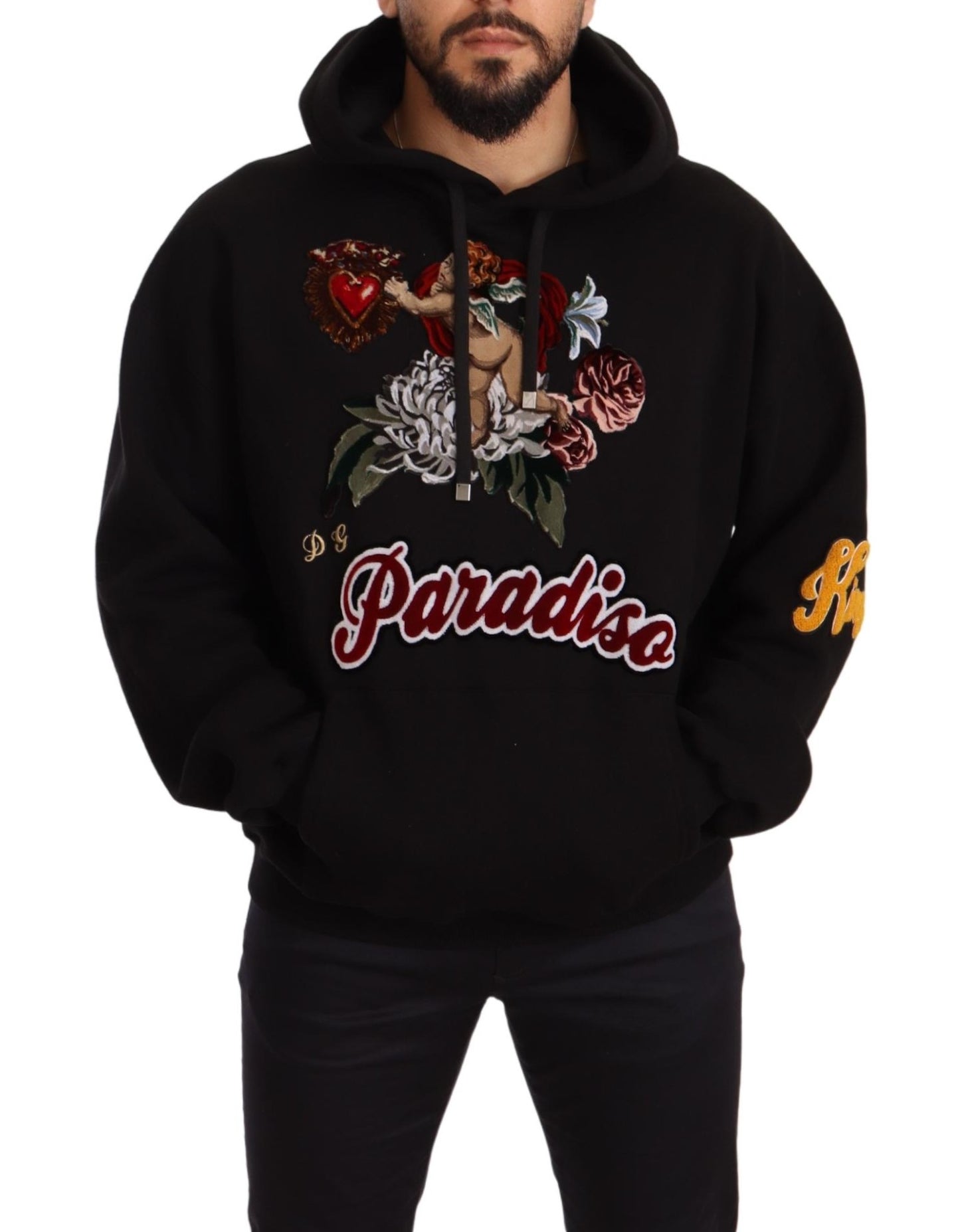 Black Paradiso Cotton Hood Sweatshirt
