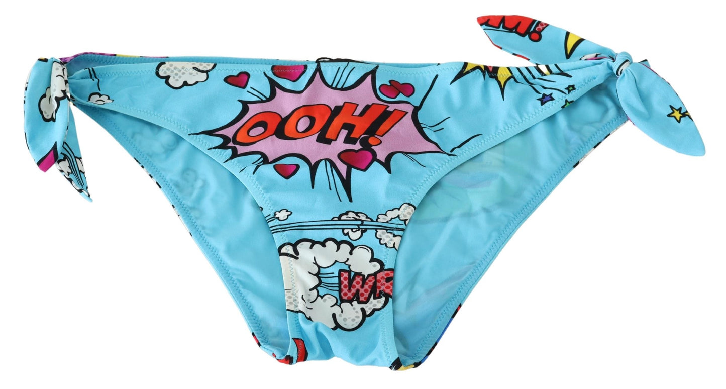 Blue Cartoon Print Swimsuit Beachwear Bikini Bottom
