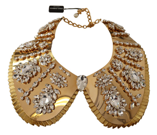 Gold Tone Clear Crystal Embellished Collar Necklace