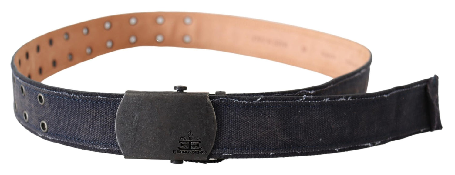 Blue Leather Ratchet Buckle Belt