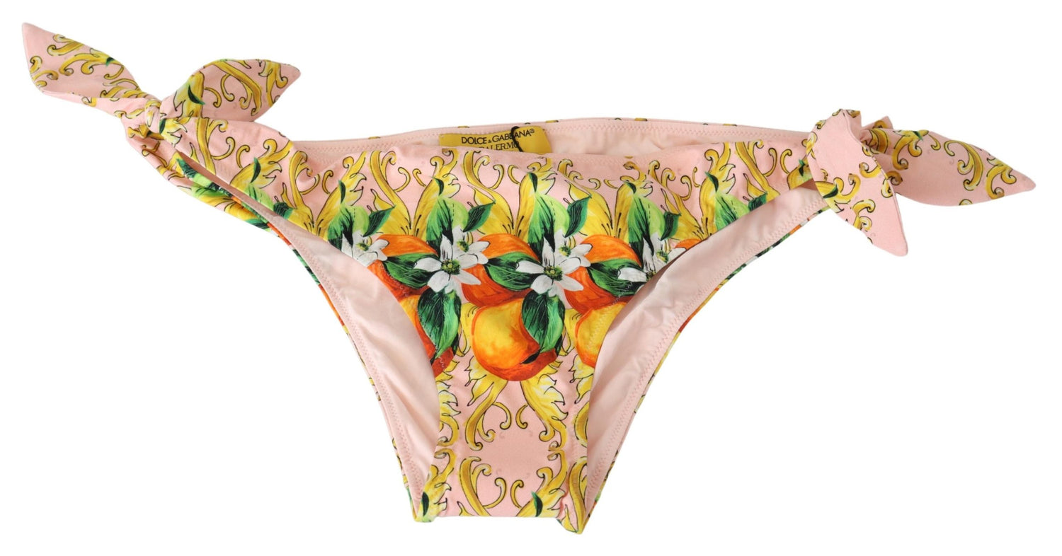 Multicolor Orange Print Beachwear Bikini Bottom