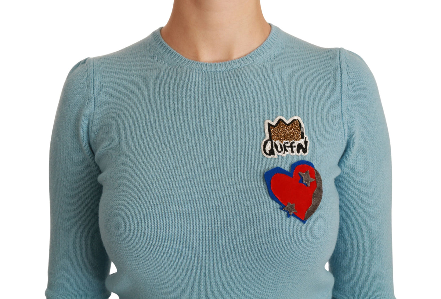 Blue Wool Queen Heart Pullover Sweater