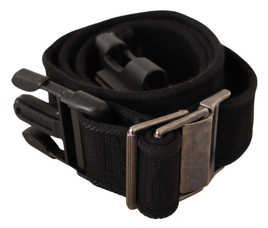 Black Canvas Plastic Buckle Waist Belt