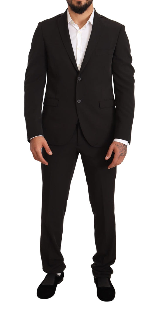 Black Polyester Slim 2 Piece Set TAGLIENTE Suit