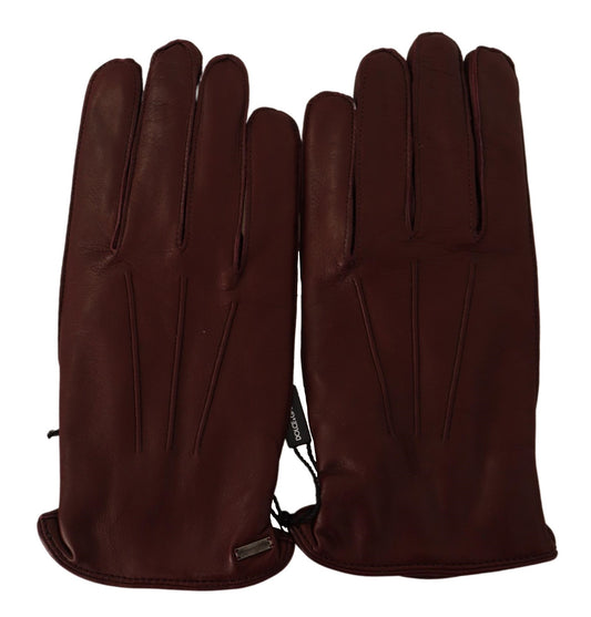 Burgundy Leather Lamb Skin Biker Gloves