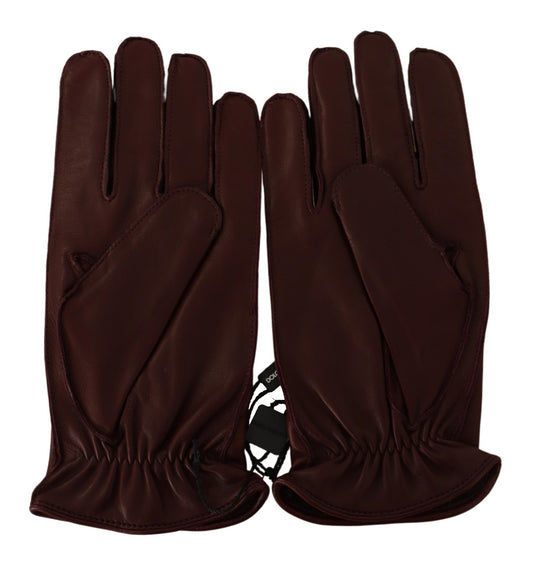 Burgundy Leather Lamb Skin Biker Gloves