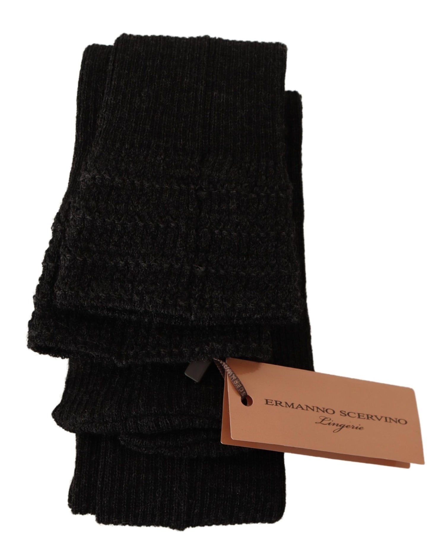 Black Wool Knit Knee High Women Socks