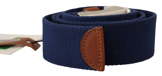Silver Metal Buckle Leather Cotton Belt