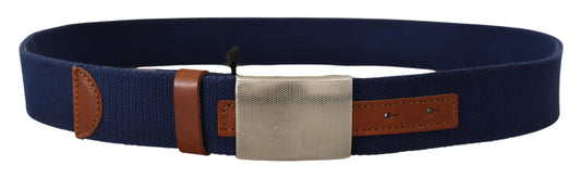 Silver Metal Buckle Leather Cotton Belt