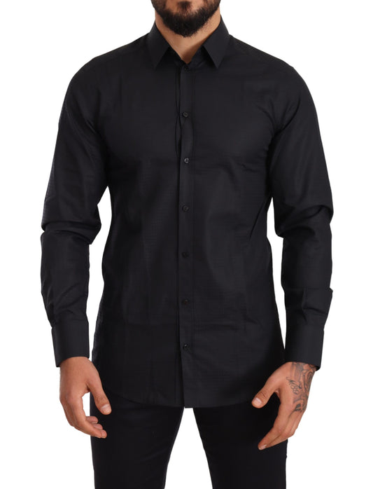 Black Plain Cotton Men Formal Shirt
