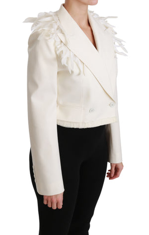 White Double Breasted Coat Wool Jacket