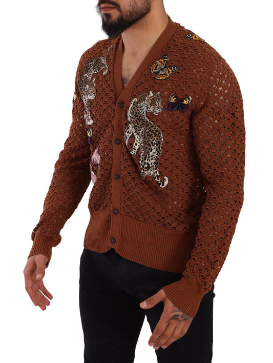 Brown Leopard Butterfly Cardigan Sweater