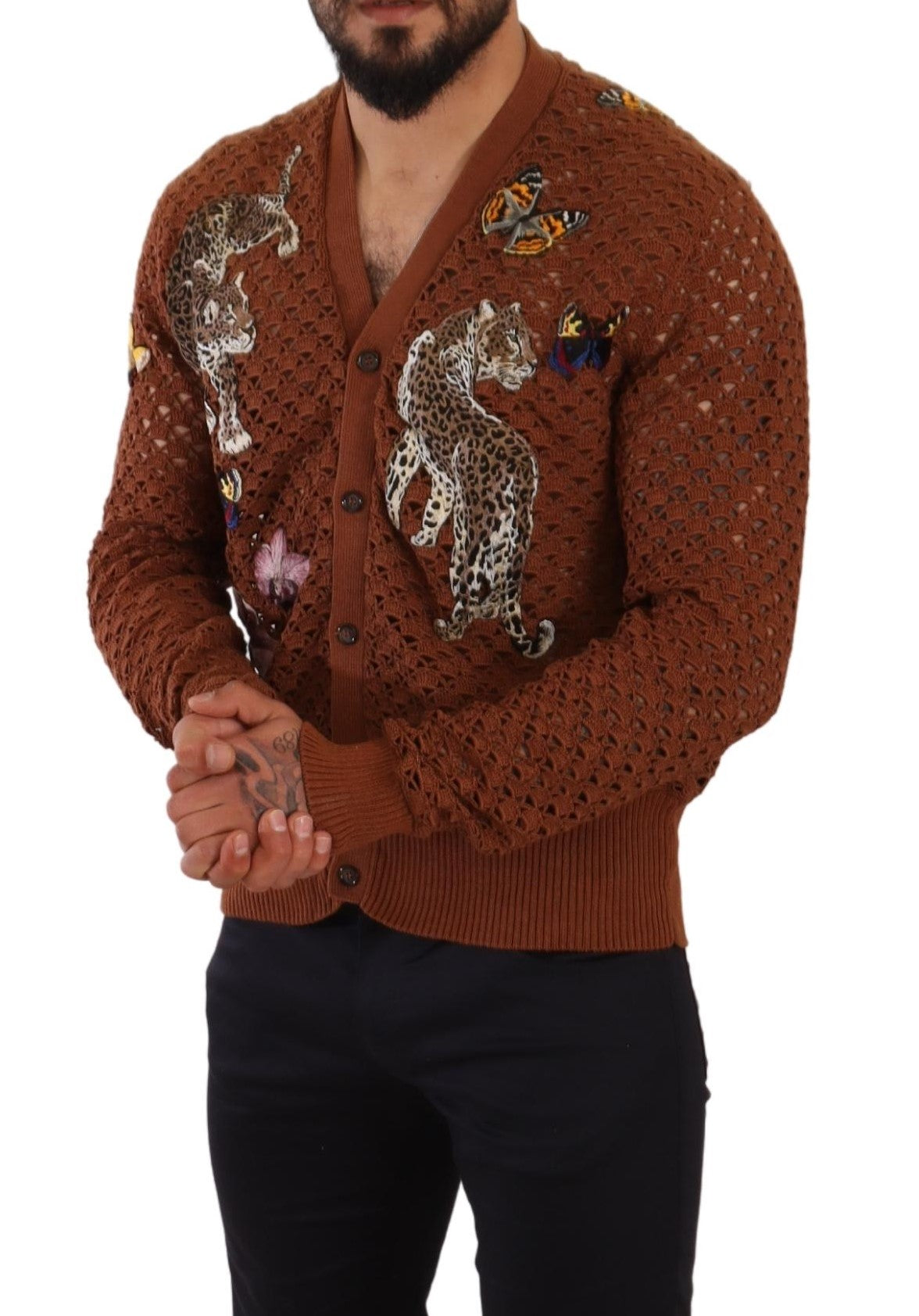 Brown Leopard Butterfly Cardigan Sweater