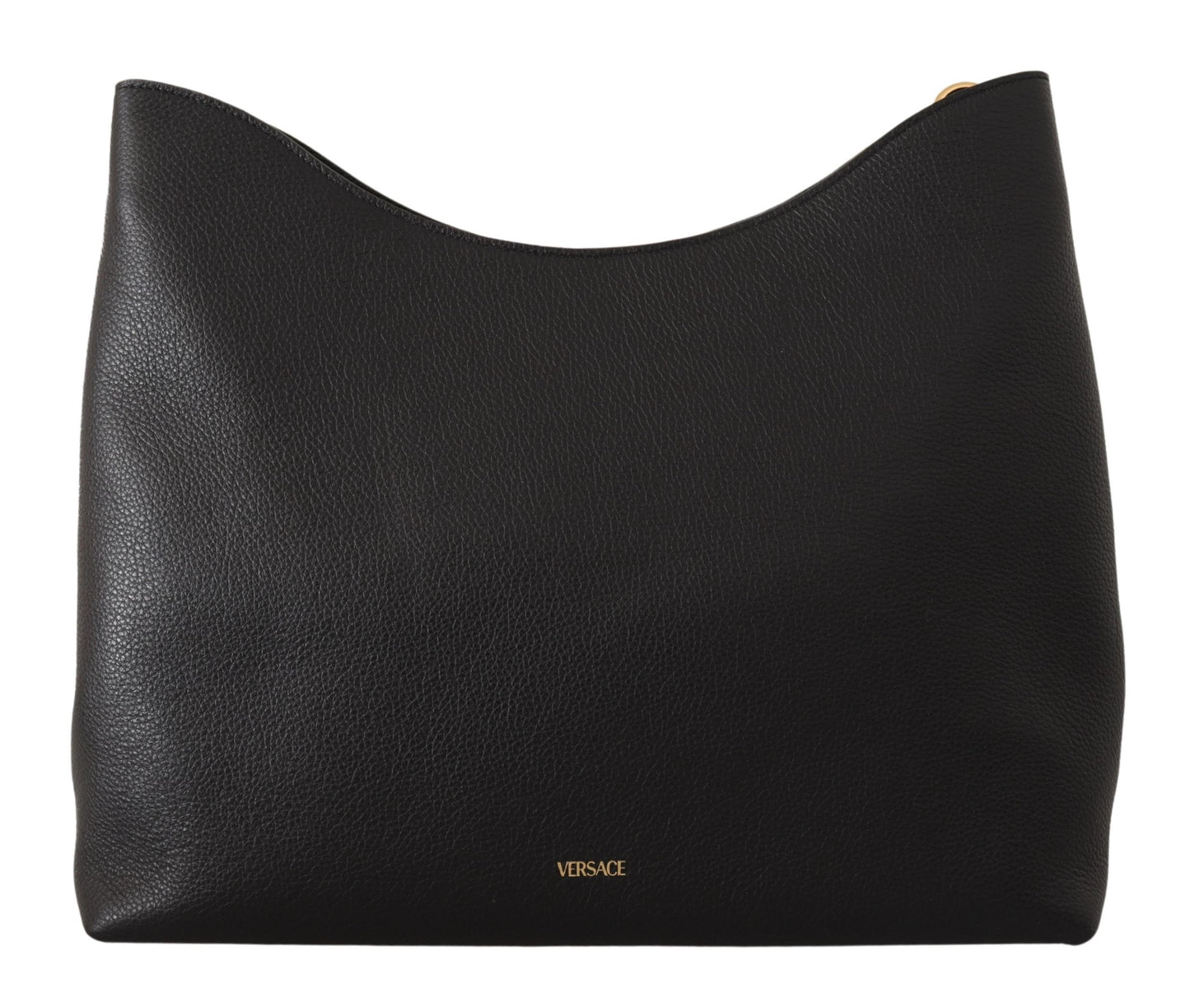 Black Calf Leather Large Hobo Shoulder Bag