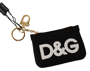Black White D&G Heart Purse Gold Tone Keychain