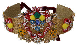multicolor Embellished Floral Crystal Wide Waist Belt