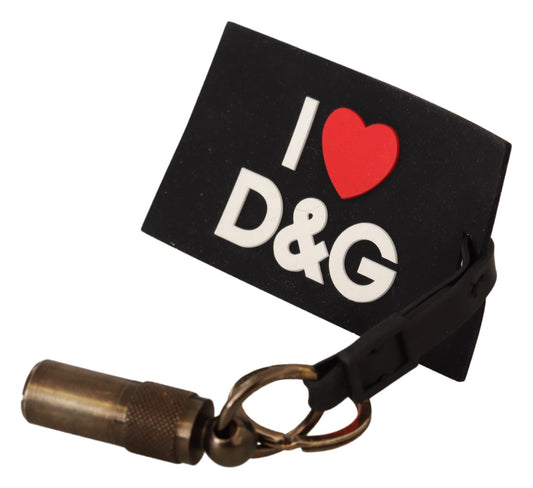 Black White Red D&G Logo Heart Rubber Keychain