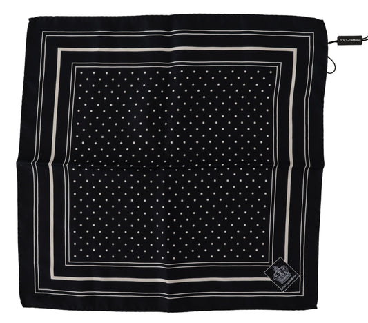 Black Dotted Silk Square Handkerchief