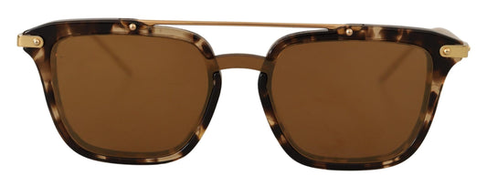 Brown Acetate Gold Metal DG4327F Mirror Lens Sunglasses