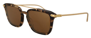 Brown Acetate Gold Metal DG4327F Mirror Lens Sunglasses