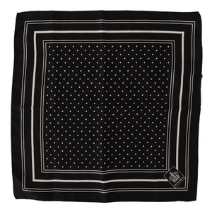 Black Dotted Silk Square Handkerchief Scarf