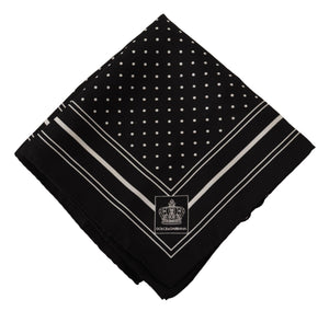 Black Dotted Silk Square Handkerchief Scarf