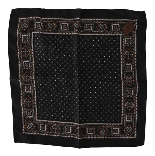 Black Silk Men Pocket Square Handkerchief Scarf