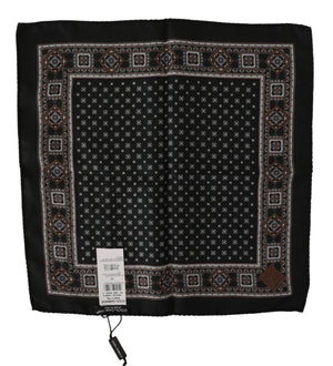 Black Silk Men Pocket Square Handkerchief Scarf