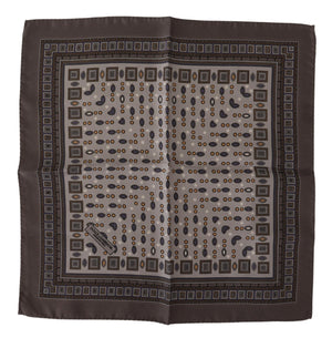 Brown Silk Pocket Square Handkerchief Scarf