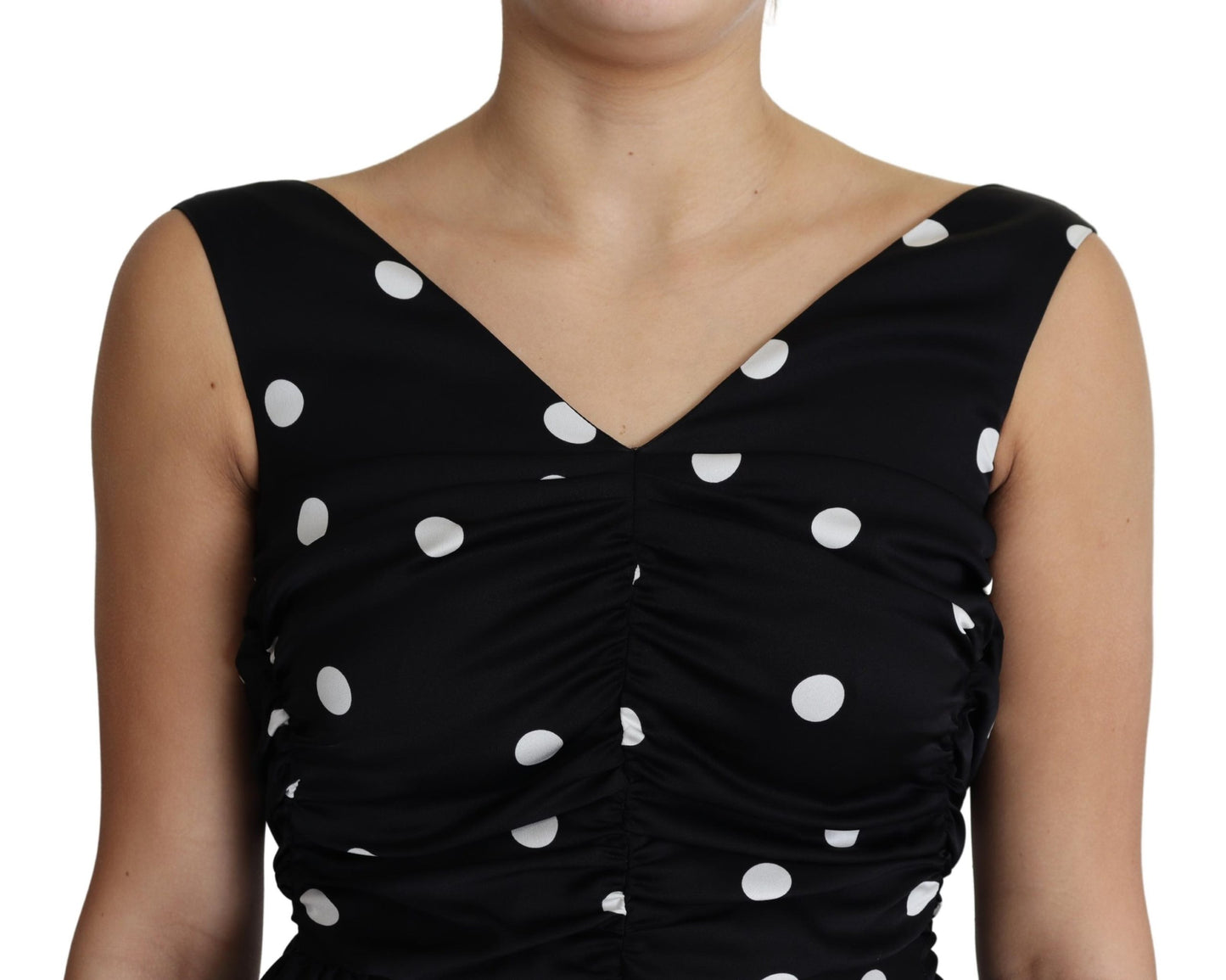 Black Polka Dots Charmeuse Ruffle Mini Dress