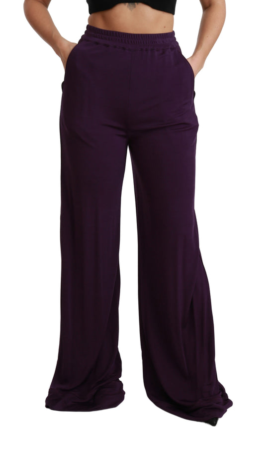 Purple Violet High Waist Wide Leg Trouser Pants