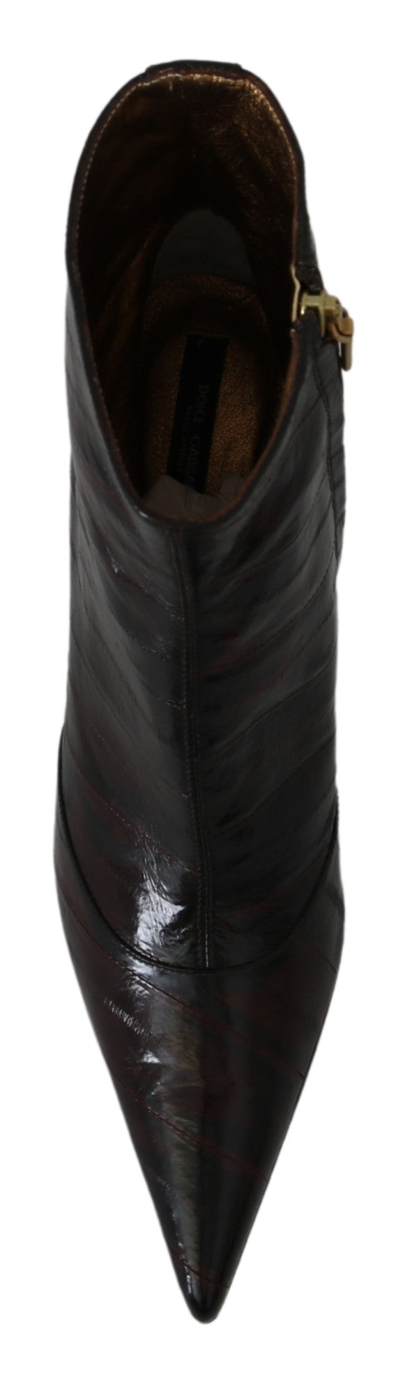 Bordeaux Eel Leather Ankle Heels Boots