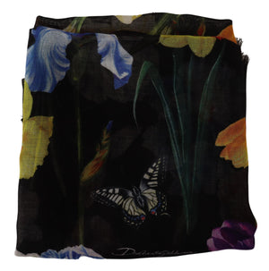 Multicolor Flower Silk Cashmere Foulard Scarf