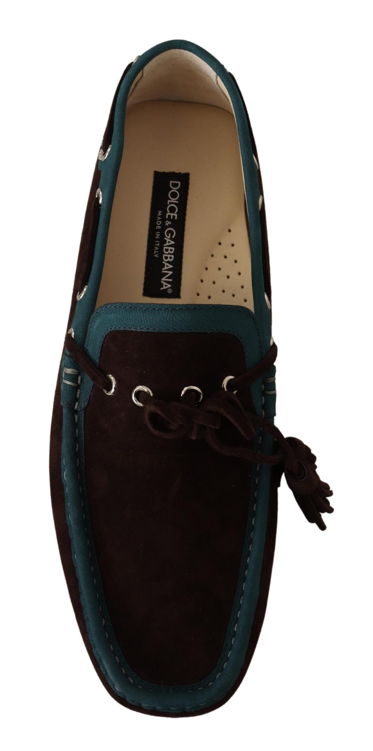 Brown Blue Suede Leather Loafer Shoes