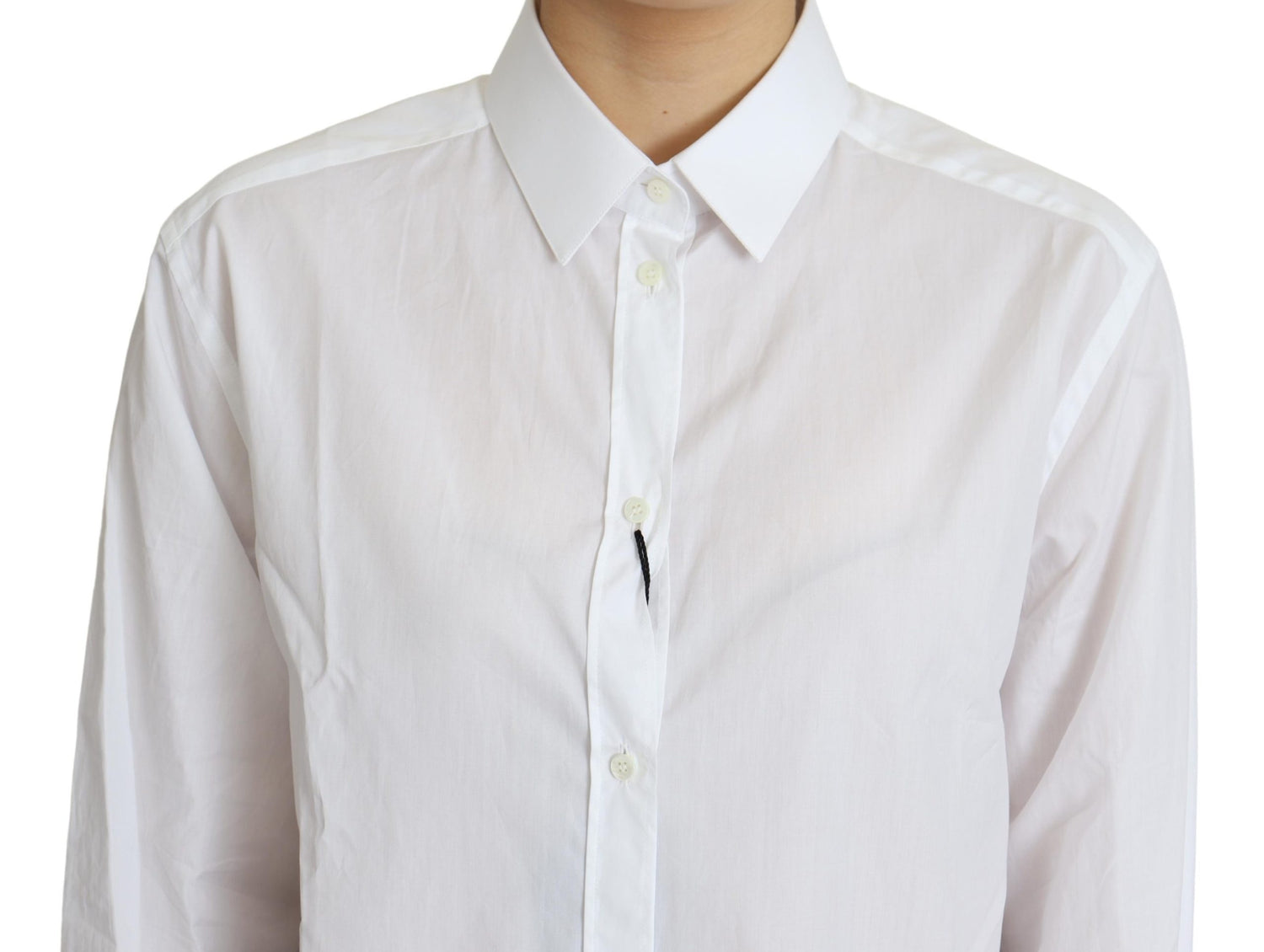White Cotton Poplin Collared Dress Shirt Top