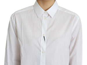 White Cotton Poplin Collared Dress Shirt Top