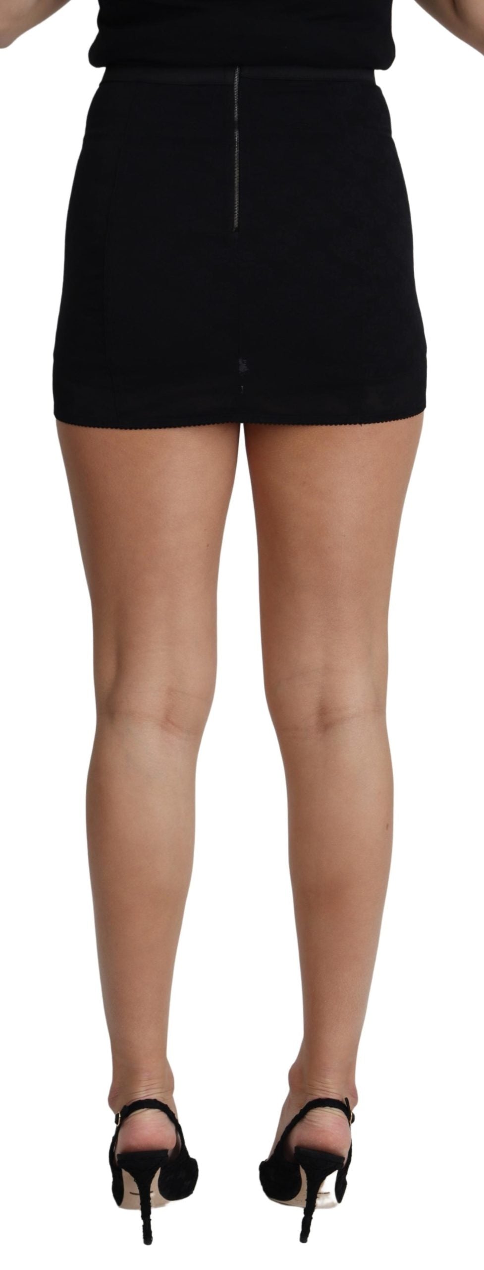 Black Mini Short Lace Stretch  Skirt