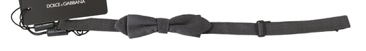 Gray Patterned Silk Adjustable Neck Bow Tie Papillon