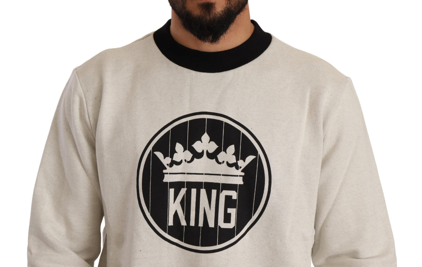 White Crown King Cotton Pullover Sweater