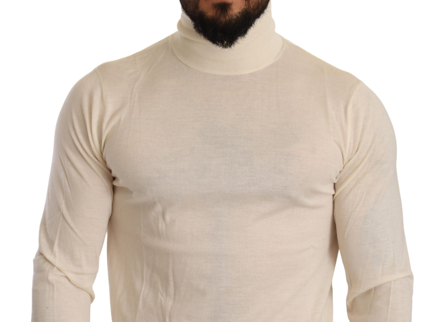 Cream Cashmere Turtleneck Pullover Sweater