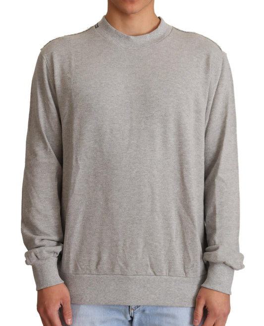 Gray Cotton Crewneck Pullover Sweater