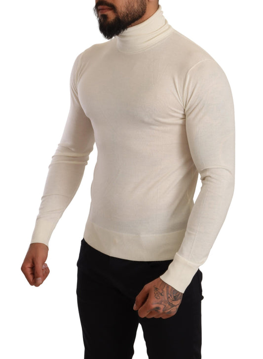 Cream Cashmere Turtleneck Pullover Sweater