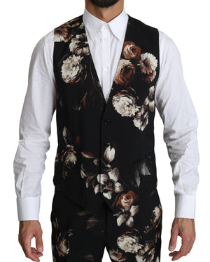 Black Floral Slim 3 Piece MARTINI Suit
