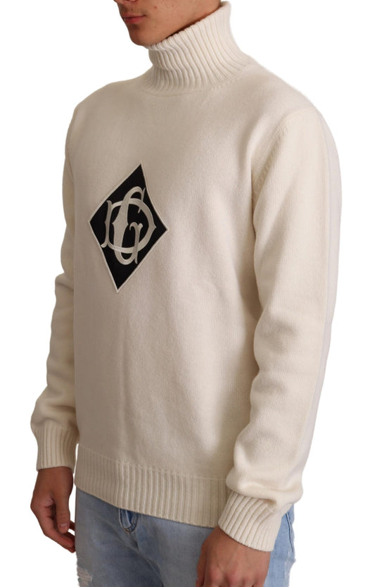 White Wool Turtleneck Pullover Sweater
