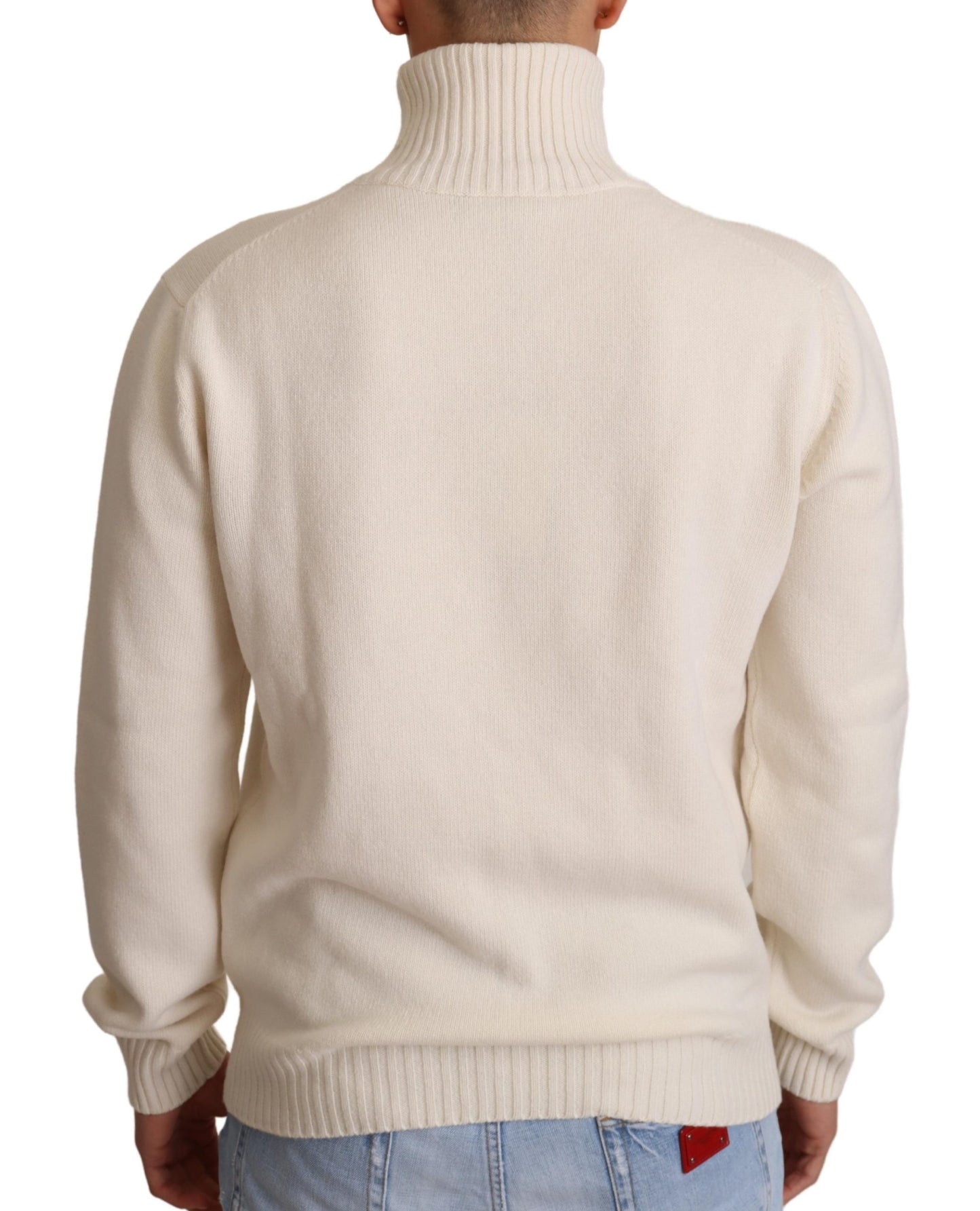 White Wool Turtleneck Pullover Sweater