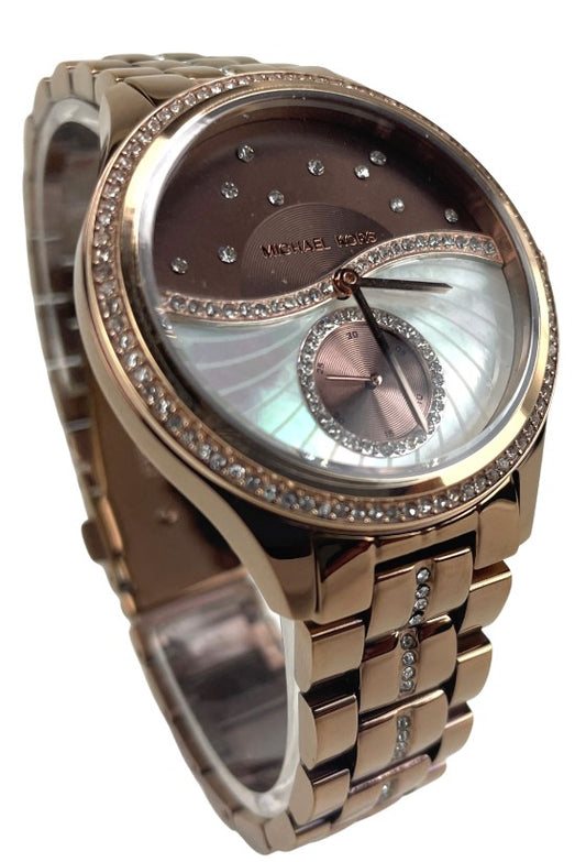 MK3757 Lauryn Sable Tone Stainless Steel Rose Glitz Wrist Watch
