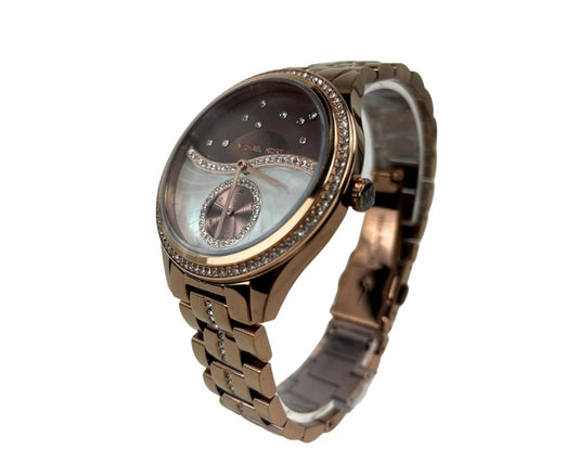 MK3757 Lauryn Sable Tone Stainless Steel Rose Glitz Wrist Watch