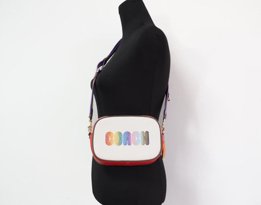 Jamie Mini Rainbow Logo Leather Camera Crossbody Bag